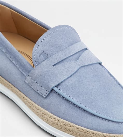 blue suede loafer.